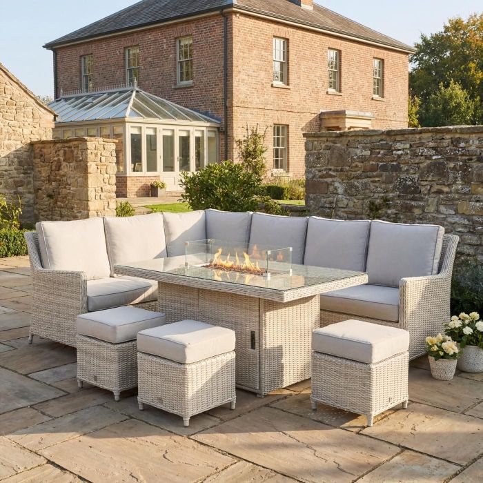Hamilton Corner Dining Set with Rectangular Firepit Table main product photo