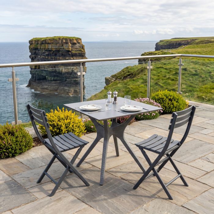 2 Helen Folding Chair and Ibiza 80 Set in Dark Grey main product photo