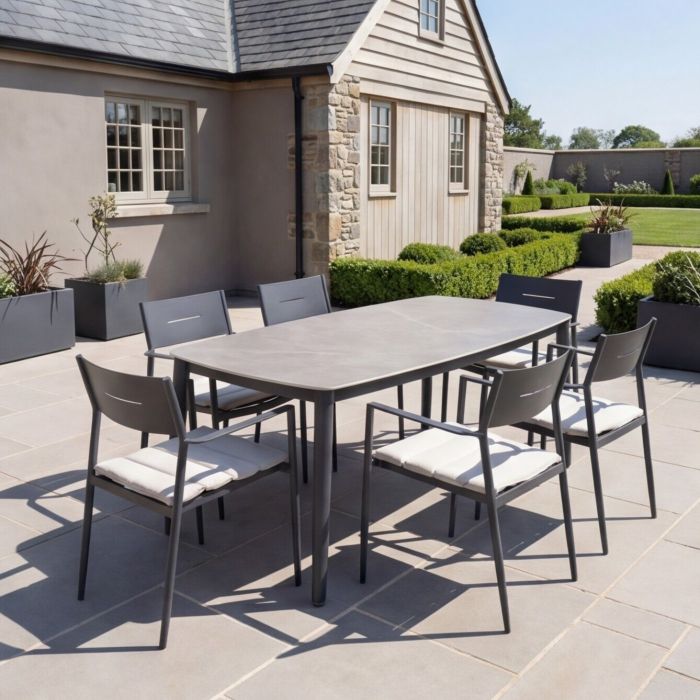 Alfie 6 Seat Dining Set with 6 French Dining Chairs main product photo