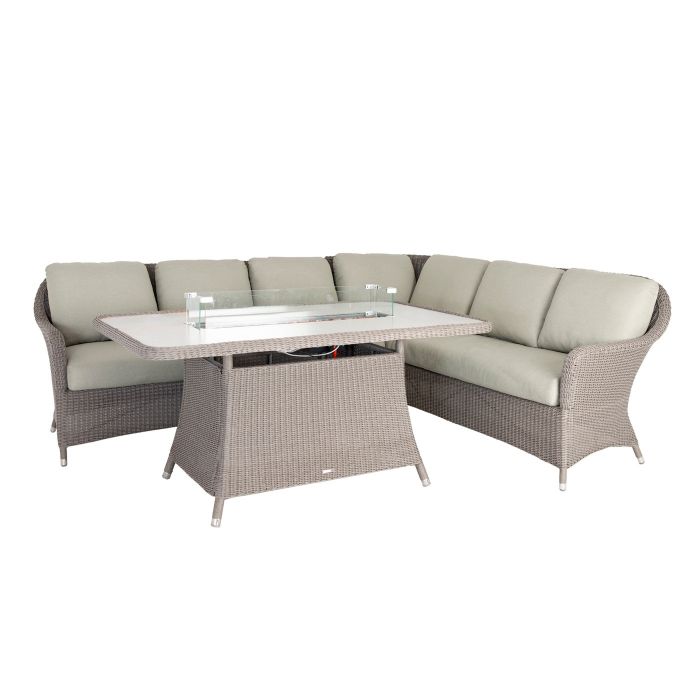 Alexander Rose Hazelmere Natural Weave Rectangular Casual Dining Firepit Set main product photo