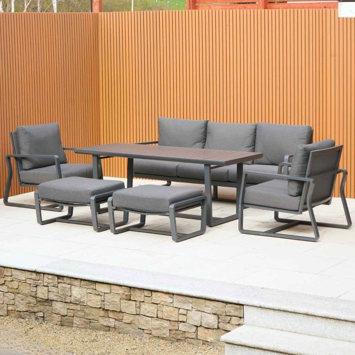 Bonnie Rectangular Lounge Set in Grey with 2 Footstools main product photo
