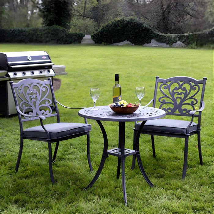 Sapphire Hampshire Cast Aluminium Round Bistro Garden Set in Grey main product photo