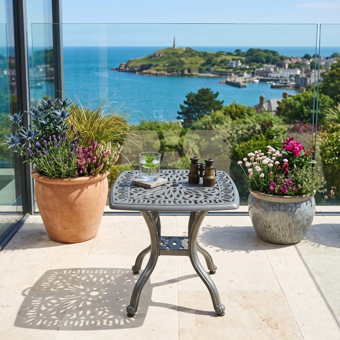 Sapphire Cast Aluminium Outdoor Side Table - Grey main product photo