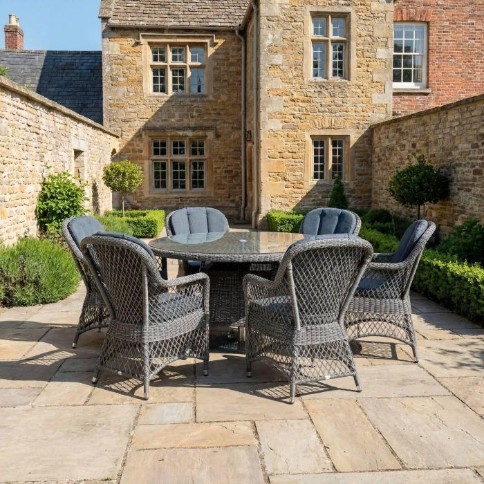 Alexander Rose Monte Carlo 1.5m Round Rattan Table with Glass and 6 Dining Chairs main product photo