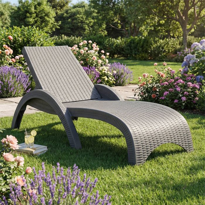 Fiji Grey Resin Sun Lounger main product photo
