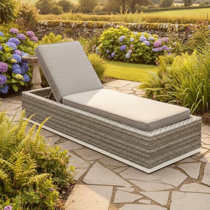 California Rattan Garden Sunlounger with Cushions main product photo
