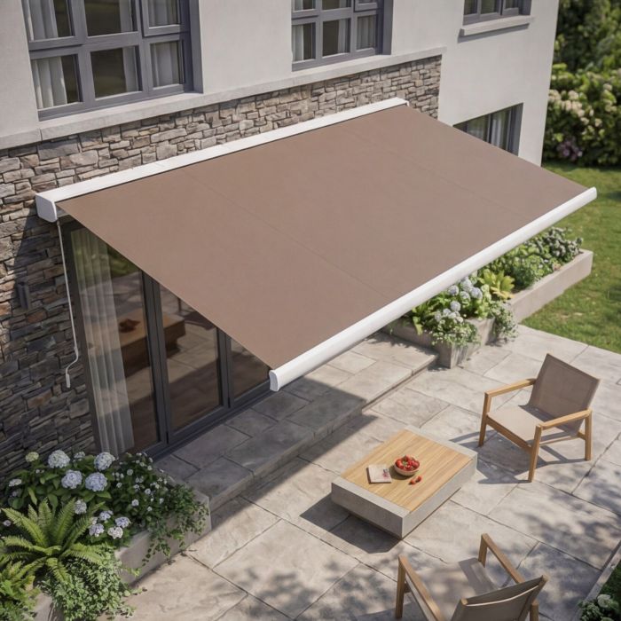 Full Cassette Manual Awning 3m x 2m with Silk Grey Frame and Mocha Fabric main product photo