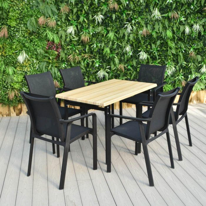 6 Seater Coco Bolo Table with Classic Legs & Black Pacific Chairs main product photo
