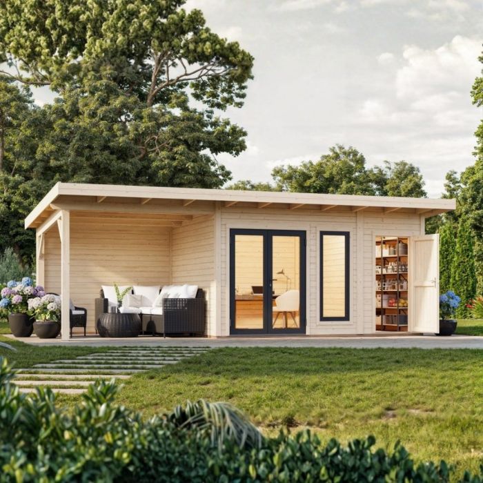 Aurelia 12.4 m2+7.9 m2 Garden Office with Side Canopy main product photo