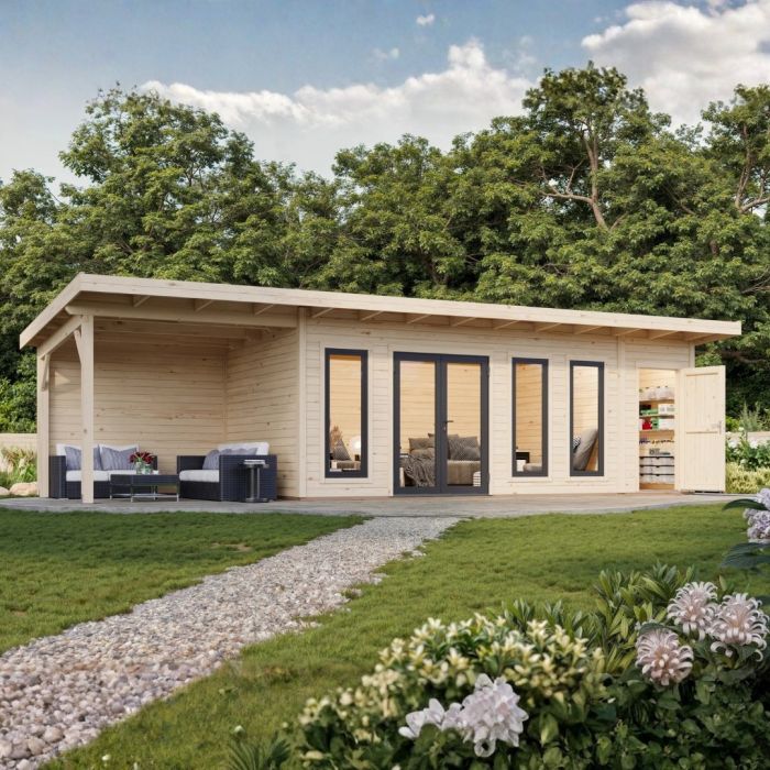 Aurelia 19.2m2 + 7.9m2 Garden Office with Side Canopy main product photo