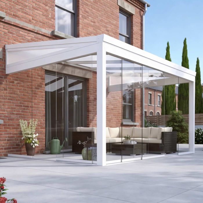 Legend Essence Garden Room with Polycarbonate Roof and Gables - White main product photo