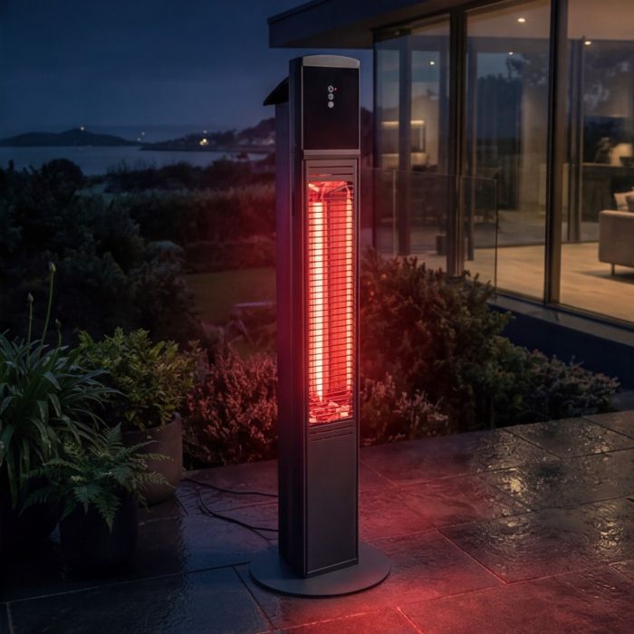 Freestanding Ceramic Glass Front Infrared Outdoor Heater with Remote Control IP65 - 1500 Watt main product photo