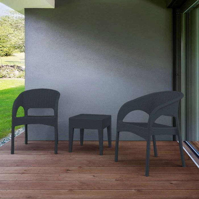 Panama 2 Chairs with Miami Side Table Grey main product photo