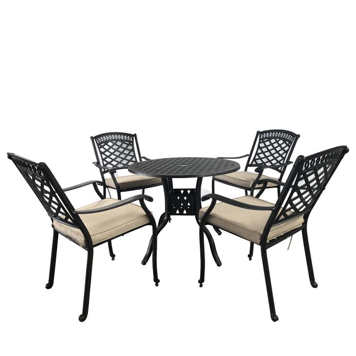 Pescara Cast Aluminium 4 Seaters Bronze Round Dining Set main product photo