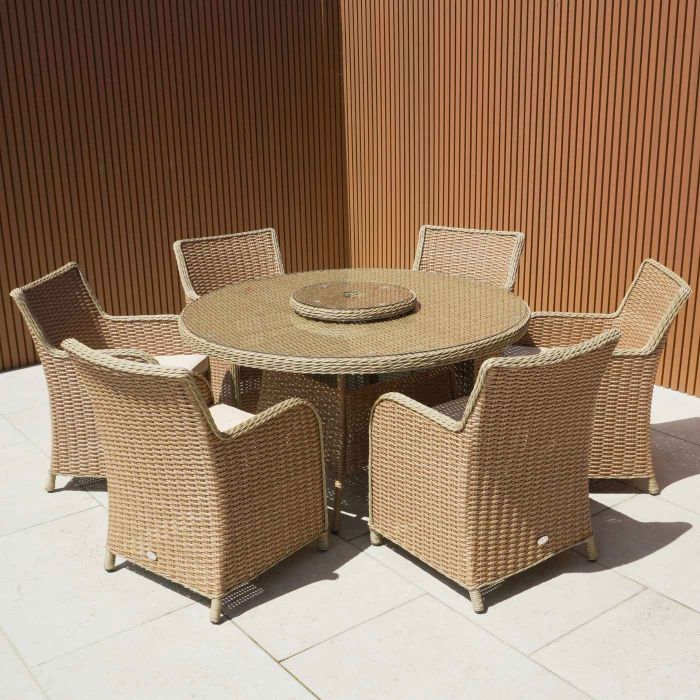 Lir 6 Seat Round Rattan Outdoor Dining Set main product photo