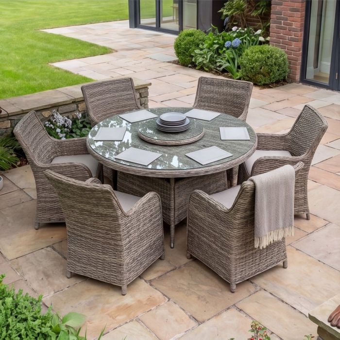 Lir 6 Seat Round Rattan Outdoor Dining Set main product photo