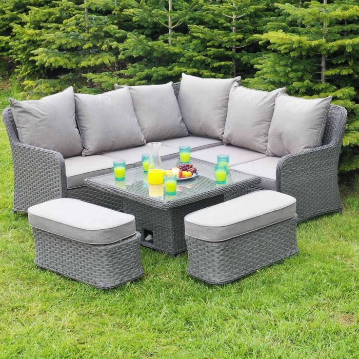 Sofia Corner Rattan Rising Table Dining Set main product photo