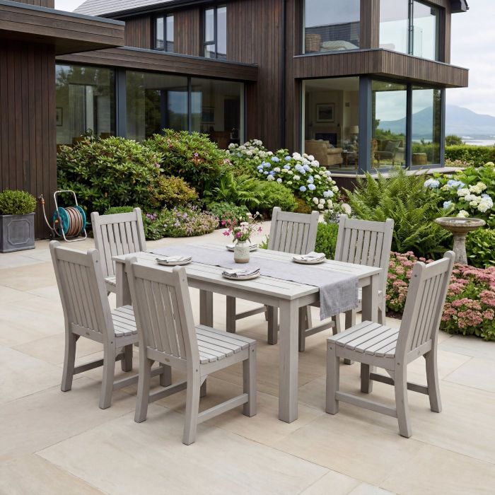Winawood Rectangular Dining Table with 6 Chairs - Stone Grey main product photo