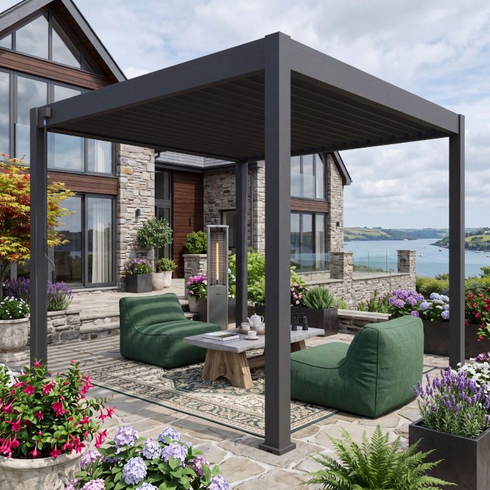 Zeus Prime Bio-Climatic Pergola (4m x 4m) - Charcoal main product photo