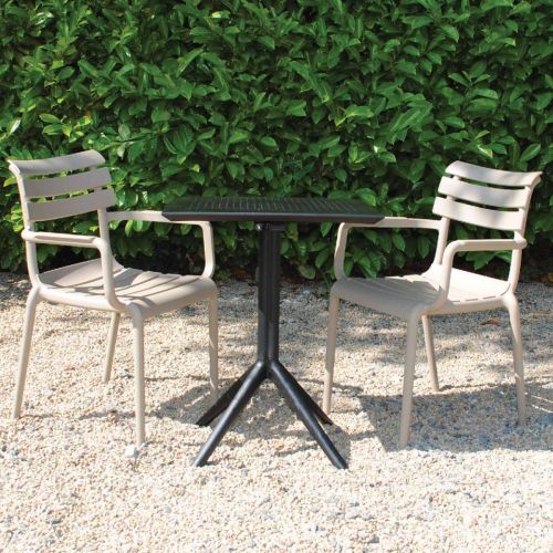 2 Seater Sky 80cm x 80cm Table Black With 2 Paris Chairs in Taupe