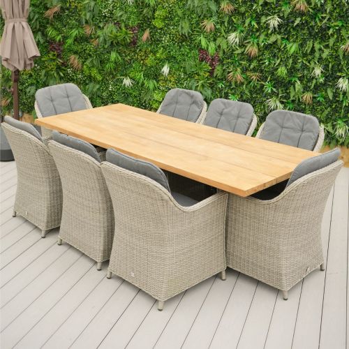 8 Seater Tebal 240cm Rectangular Table Top with X Legs and Adelaide Chairs