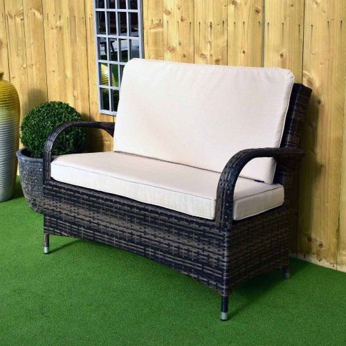 Cairo Double Rattan Bench with Back Cushion