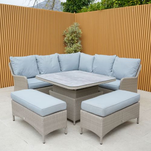 Adelaide Rattan Corner Dining Set with Square Rising Table