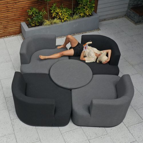 Galaxy Astral Outdoor Fabric Garden Furniture Set & Daybed - Grey & Black