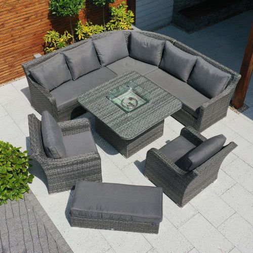 Halifax Gas Firepit Square Corner Sofa Set with 2 Vancouver Armchairs