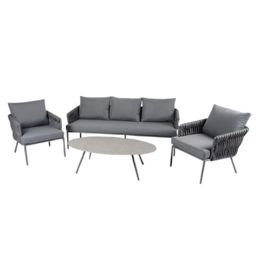 Aranweave Lounge 3-Seater Rope Sofa Set in Grey