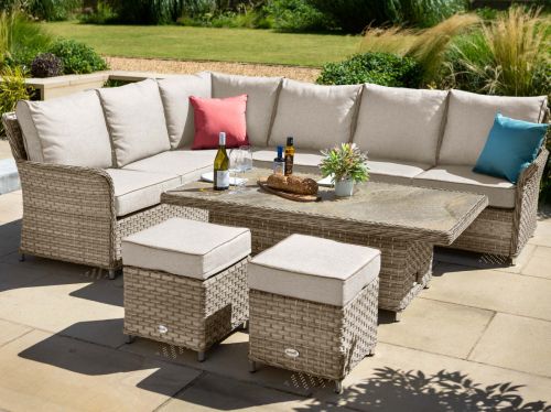 Heritage Rectangular Rattan Casual Dining Set with Rising Table