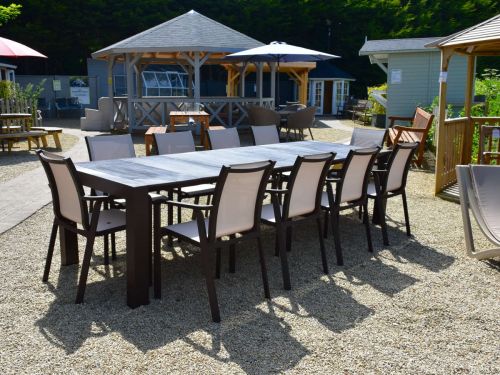 Vegas XL 10 Seat Rectangular Set With Pacific Chairs in Brown