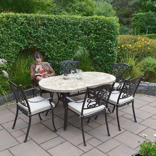 Bantry 160cm Marble Table with 6 Hampshire Chairs in Bronze