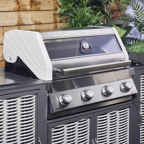 Grillstream Gourmet Built-In 4 Burner Hybrid Gas & Charcoal BBQ with Ceramic Grill