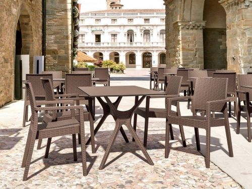 Ibiza 4 Seater Square Dining Set in Brown
