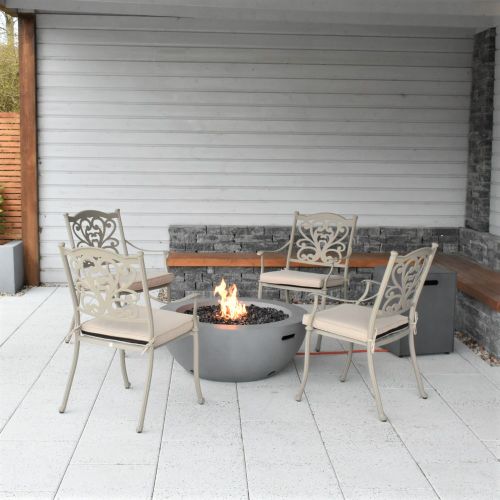 4 Seater Lasair Round Fire Bowl Set With Hampshire Sahara Chairs