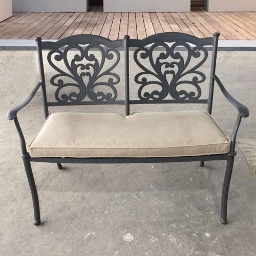 Sapphire Cast Aluminium Bench in Grey with Cushion