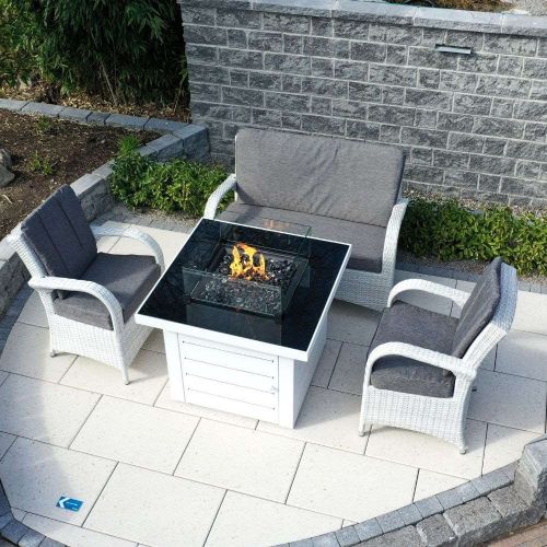 Treviso Rattan Fire Pit Lounge Set with 2 Armchairs and a 2 Seater Sofa