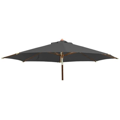 Alexander Rose Hardwood Luxury 3m Round Parasol with Pulley - Charcoal