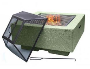 Cubo Square Garden Fire Pit with Grill Light Green
