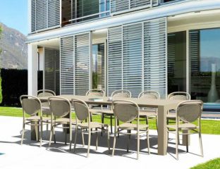 10 Marcel Chairs and Vegas XL Table Set in Taupe