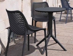 Sky 2 Seater Set Folding Round Table With Air Chairs - Black