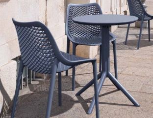 Sky 2 Seater Set Folding Round Table With Air Chairs - Grey