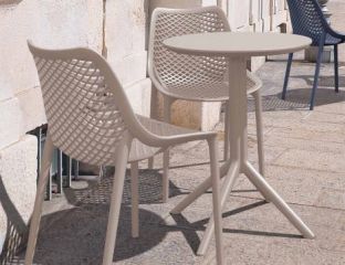 Sky 2 Seater Set Folding Round Table With Air Chairs - Taupe 