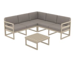 Mykonos Lounge Corner Set in Taupe with Taupe Cushion