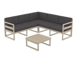 Mykonos Lounge Corner Set in Taupe with Grey Cushion