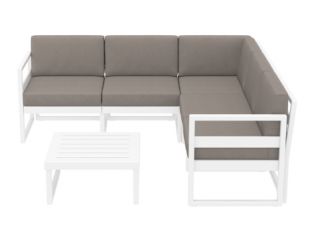 Mykonos Lounge Corner Set in White with Taupe Cushion