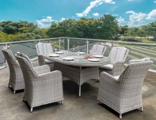 Hamilton 6 Seat Oval Set with Ice Bucket Lazy Susan and 6 Chairs