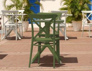 2 Cross Chairs and Sky 60 Folding Table Set in Green