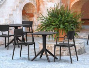 2 Loft Chairs and Sky 60 Folding Table Set in Black